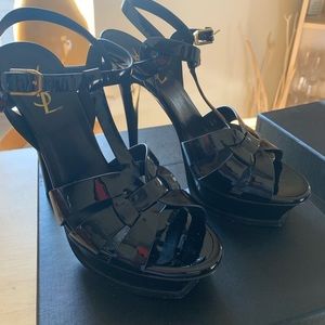 YSL 135mm Patent Tribute Sandals